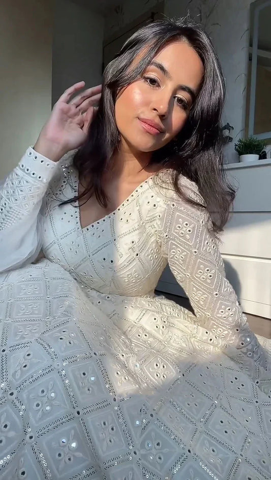 GEORGETTE ANARKALI FULLY STITCHED SUIT SET