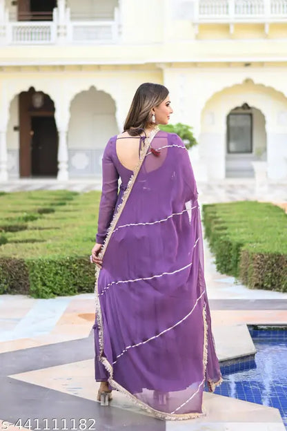 Lavender Solid Anarkali Dress