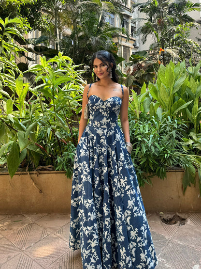 The indigo corset dress