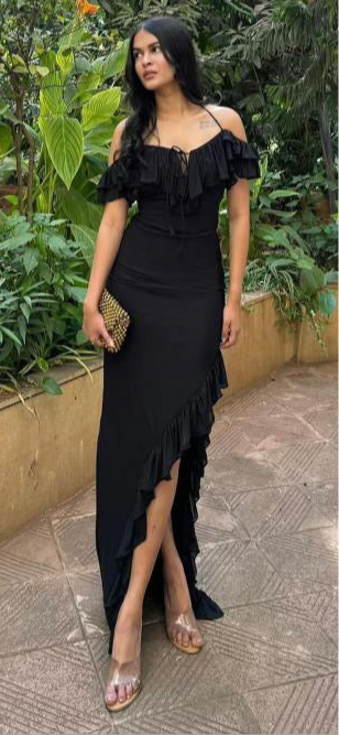 Ruffle Black Dress
