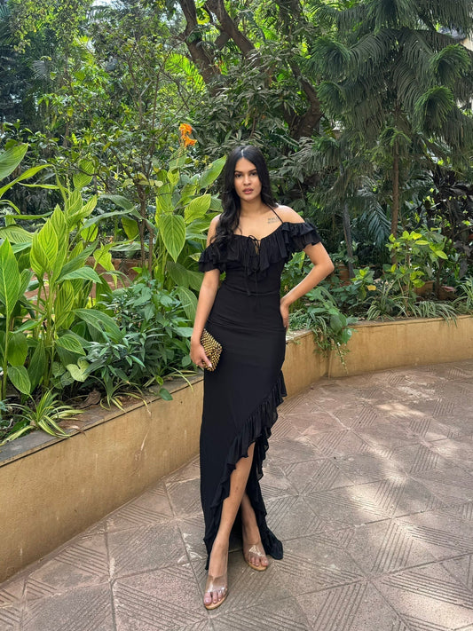 Ruffle Black Dress