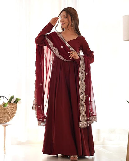 JATRI Anarkali Kurta & Pants with Dupatta