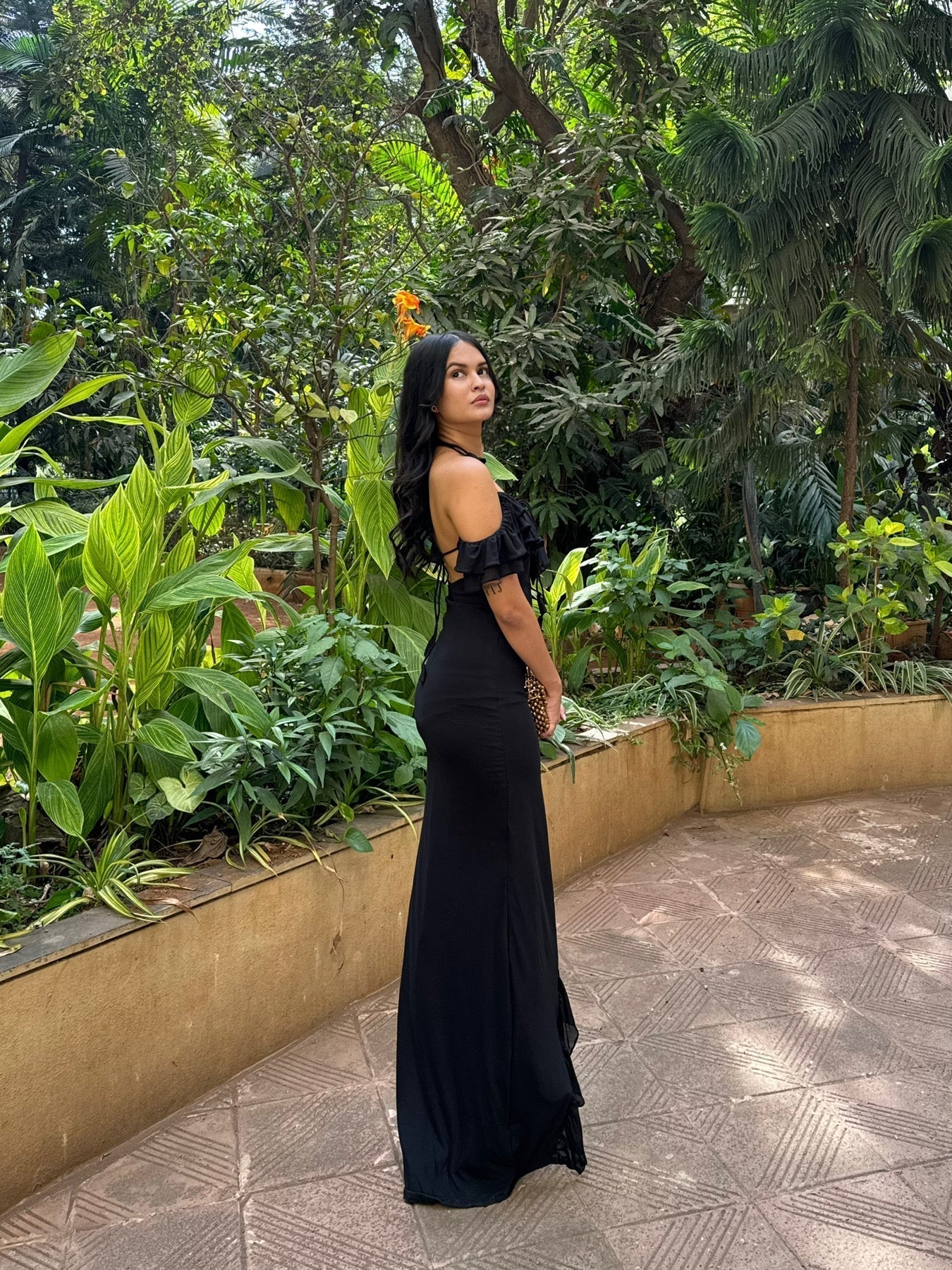 Ruffle Black Dress