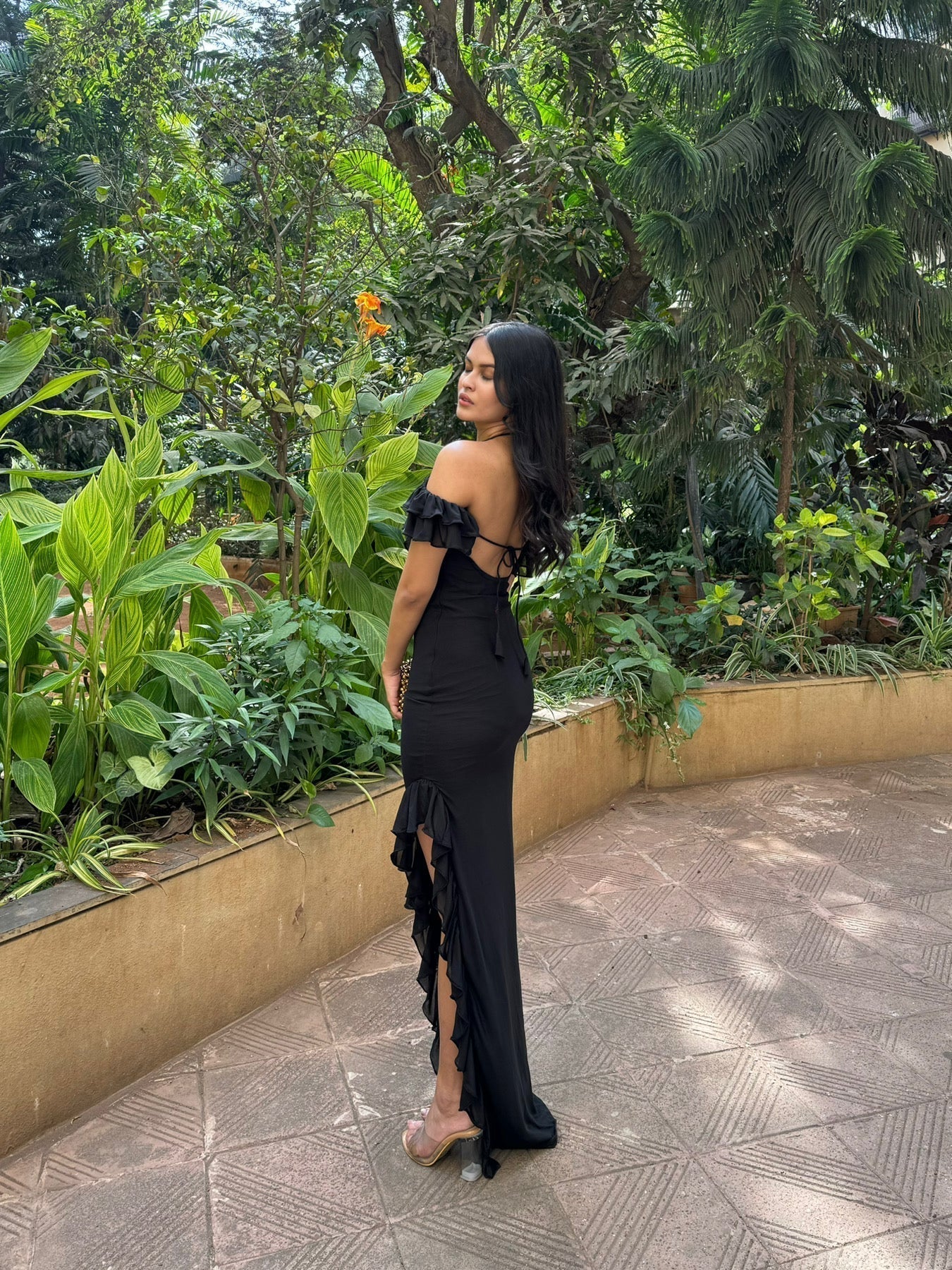 Ruffle Black Dress