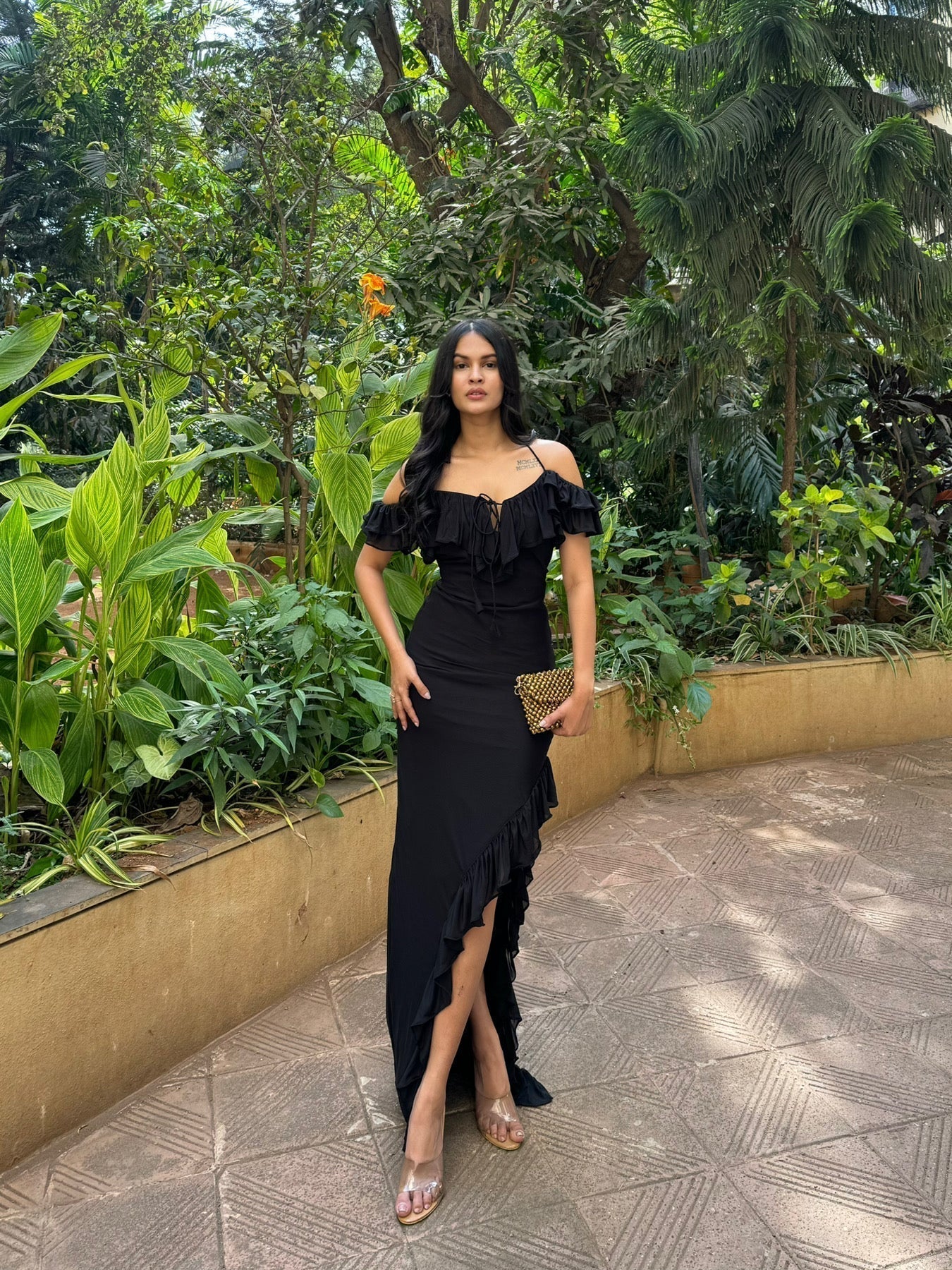 Ruffle Black Dress