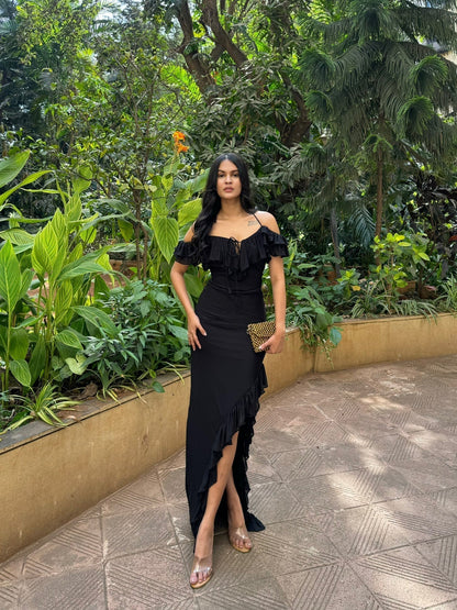 Ruffle Black Dress