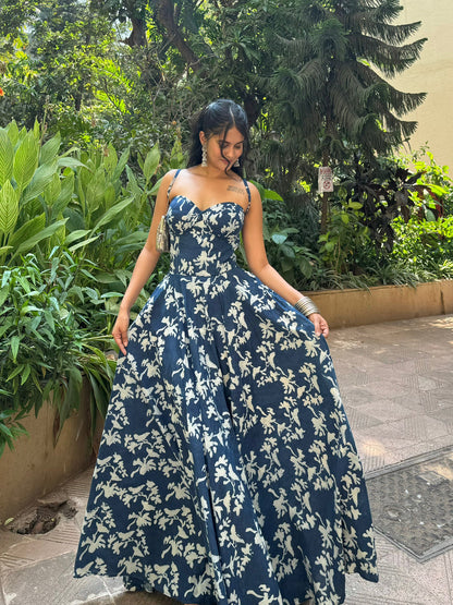 The indigo corset dress