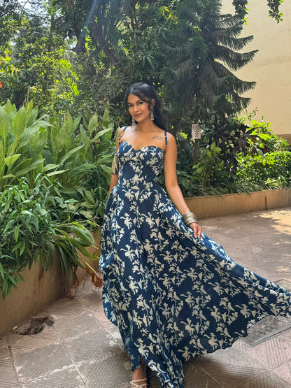 The indigo corset dress