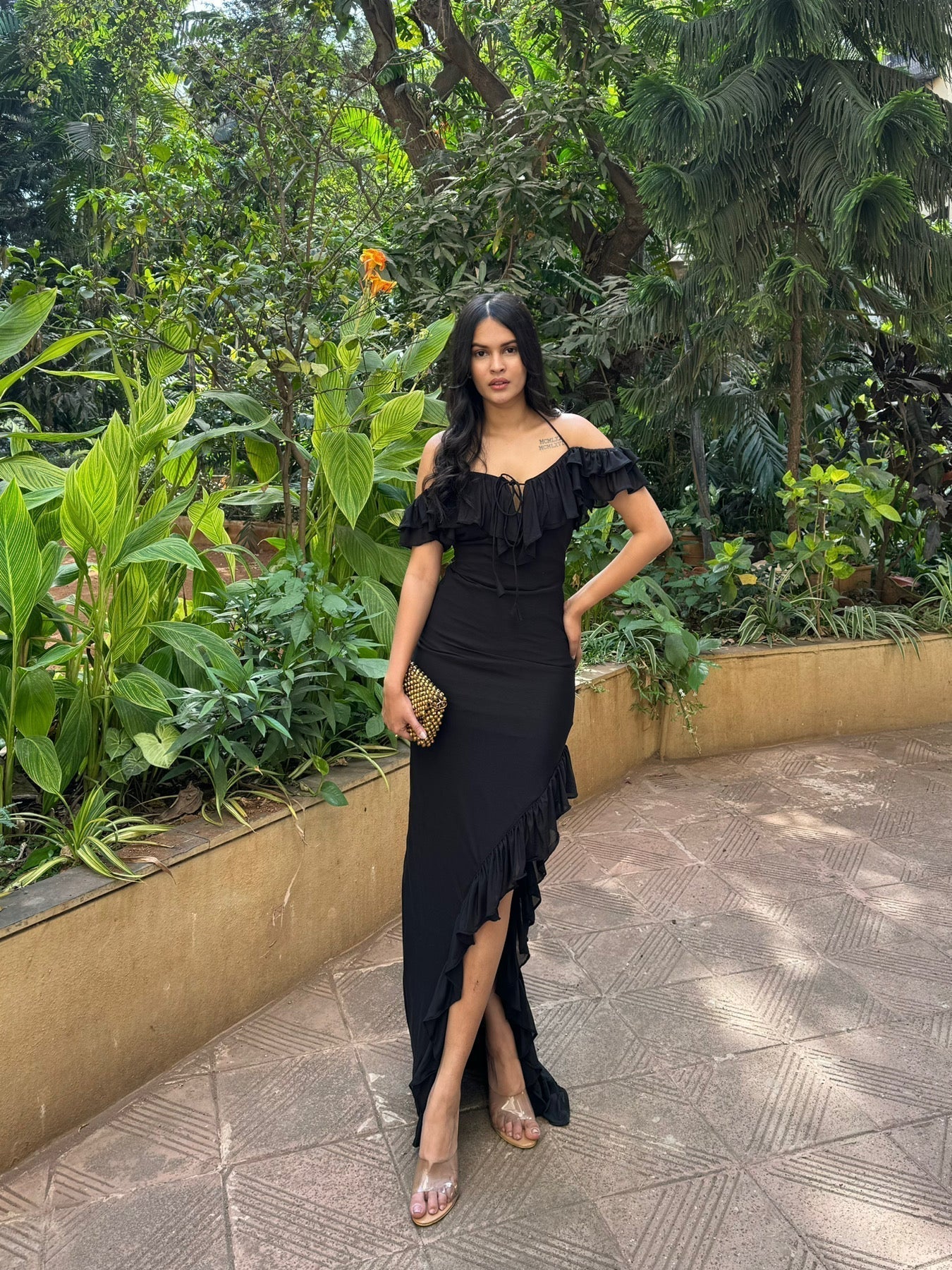Ruffle Black Dress