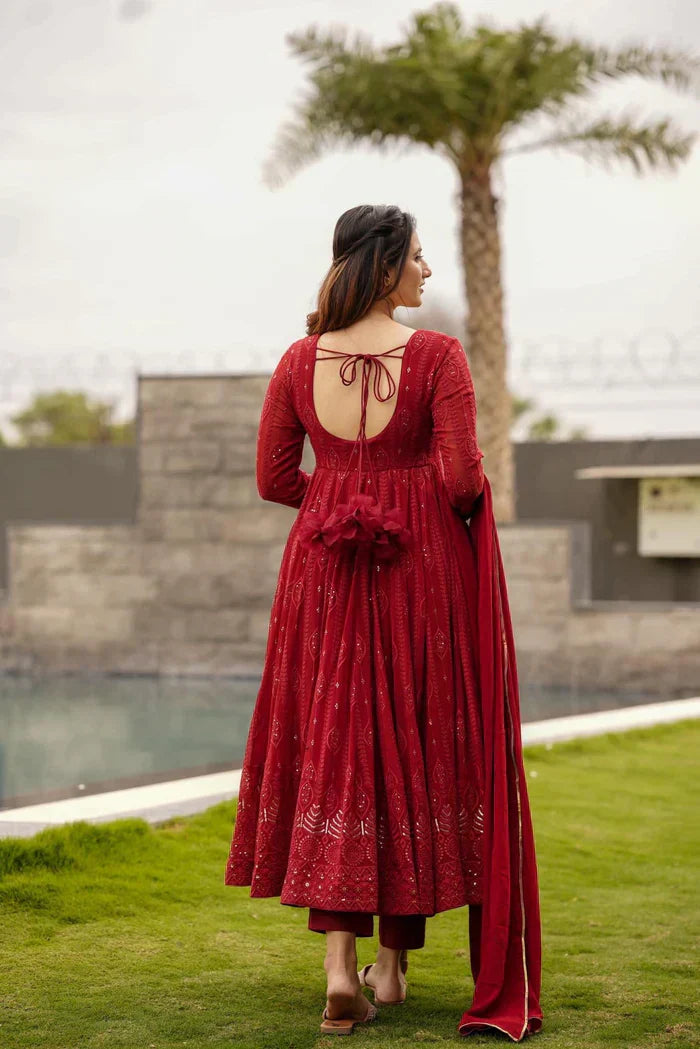 MAROON EMBROIDERED SUIT SET