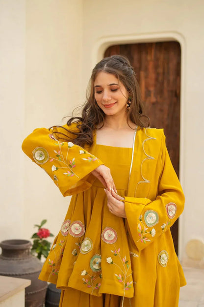 Mustard sharara set