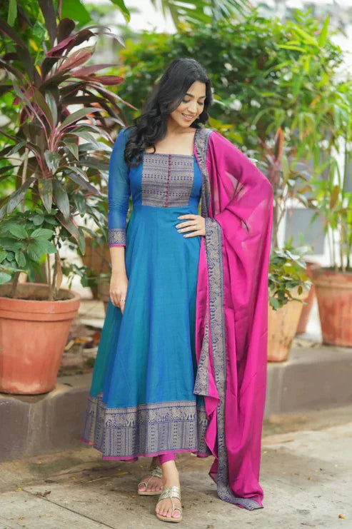 Pure Silk temple pure muslin Anarkali Gown
