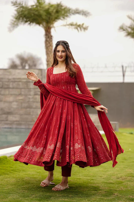 MAROON EMBROIDERED SUIT SET