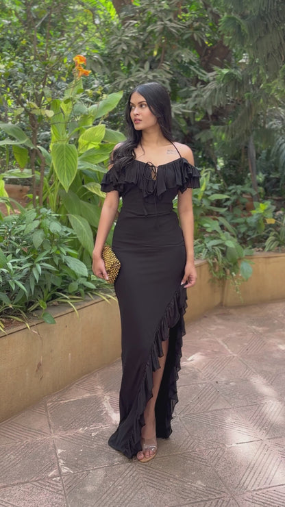 Ruffle Black Dress