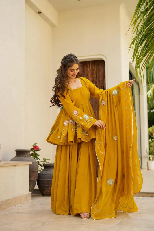 Mustard sharara set