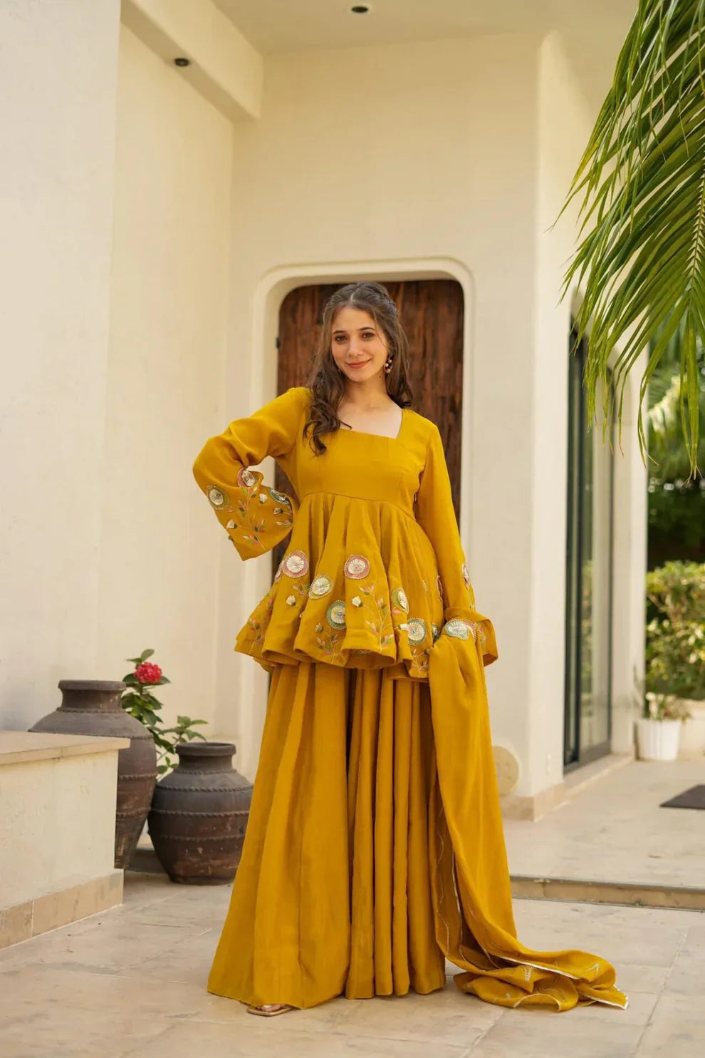 Mustard sharara set