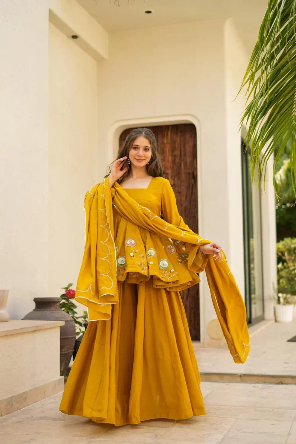 Mustard sharara set