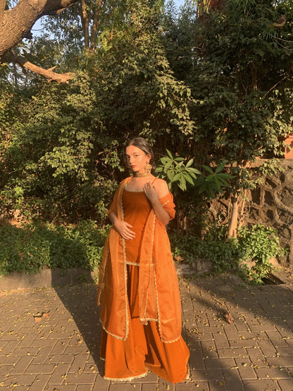 Velvet Kurta & Palazzo Set